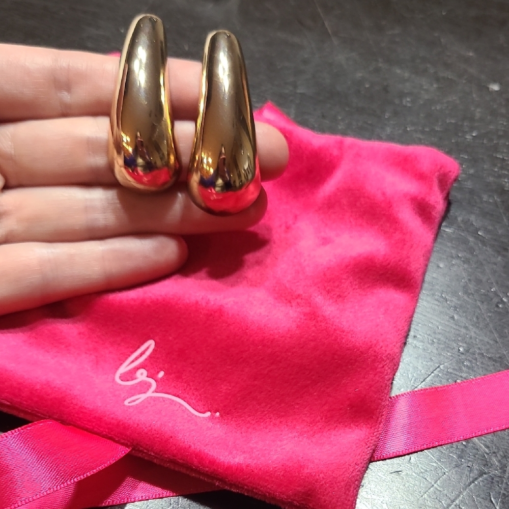 Anthropologie Gold Tone The Large Petra Drop Sculptural Earrings